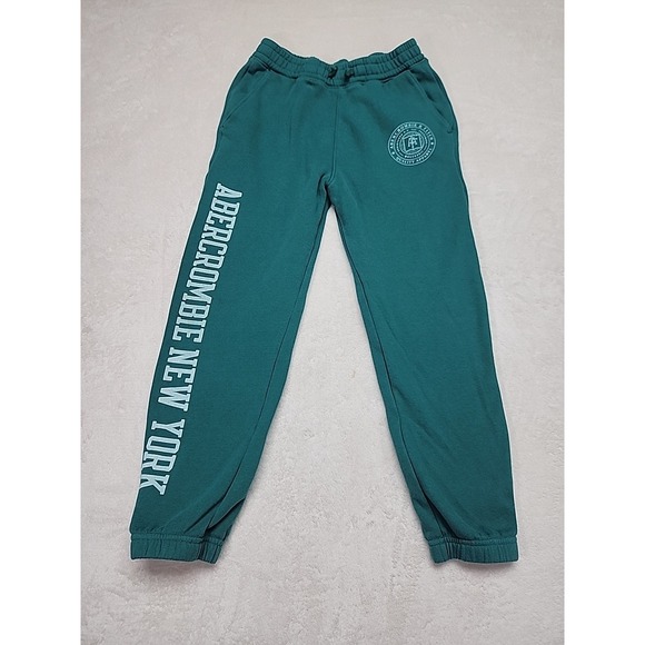 Abercrombie Fitch Kids Logo Sweatpants Green Size 9/10 - Picture 1 of 7